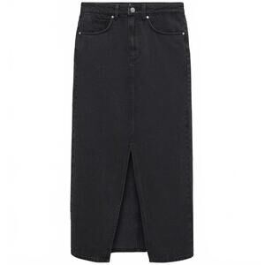 Mango Slit Denim Skirt Black Wash NWT 1XL